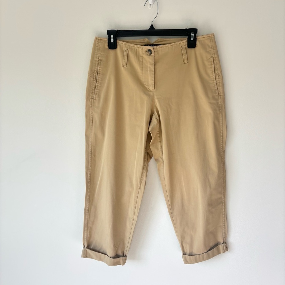 Theory Tan Cropped Dress Pant Chino Trouser Slack Business Professional Office